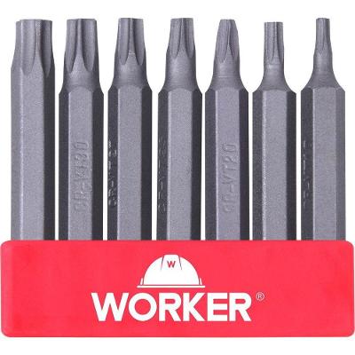 Jogo de Bits Worker 7 Peças T10 a T40 Aço Cromo Vanádio Cinza 1-4''