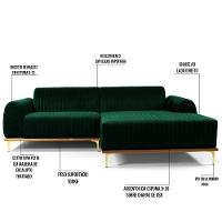 Sofá 6 Lugares Com Chaise Molino 350 Cm Verde Musgo C-303 - 5