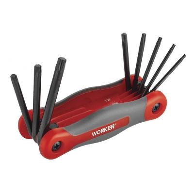 Jogo de Chaves Tipo Canivete 8 Peças T9 T10 T40 Worker com Pontas Torx Bivolt