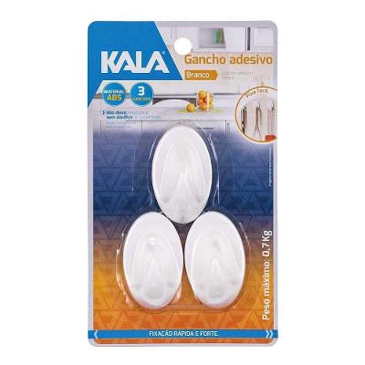 Gancho Adesivo Kala Fixação sem Danos ABS para Toalhas e Objetos Leves Branco 3 Unidades