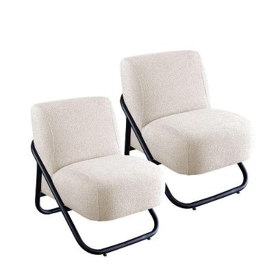 Kit 2 Poltronas Andirá em Madeira Eucalipto com Tecido Boucle Bege Movellu Home