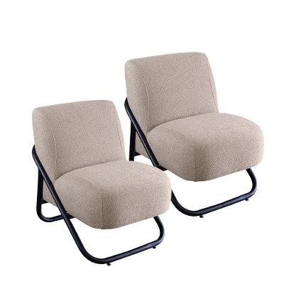 Kit 2 Poltronas Andirá com Estrutura em Madeira Eucalipto Bouclé Bege Confortável Movellu Home