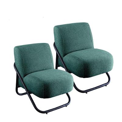 Kit 2 Poltronas Andirá Fixas em Madeira de Eucalipto Bouclé Verde Movellu Home