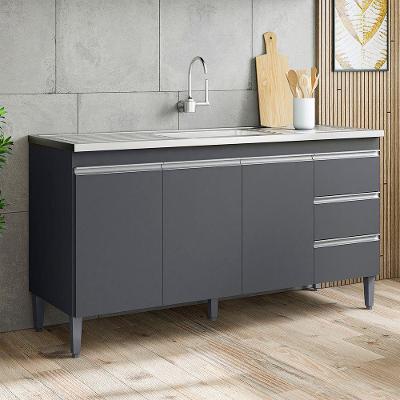 Balcão de Cozinha Andréia 2 Portas MDP-MDP 150CM Cinza AJL Móveis