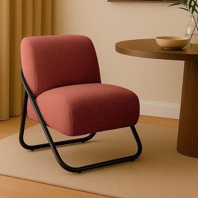 Poltrona Andirá Fixa com Madeira Eucalipto Bouclé Confortável Vermelho 60CM 120KG Movellu Home