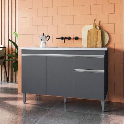 Balcão de Cozinha Tatiane 3 Portas 1 Gaveta 120CM Cinza AJL Móveis