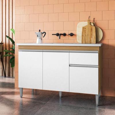 Balcão de Cozinha Tatiane 3 Portas 1 Gaveta MDP 120CM Amêndoa AJL Móveis