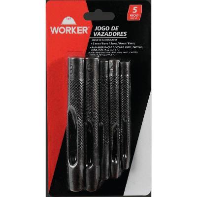 Jogo de Vazadores Worker 5 Peças em Aço Carbono Especial Temperado 3mm 4mm 5mm 6mm 8mm Inox