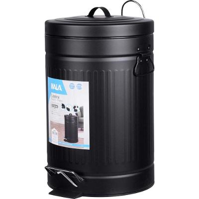 Lixeira Retrô 12L Metal com Pedal Balde Interno Removível Preto Kala