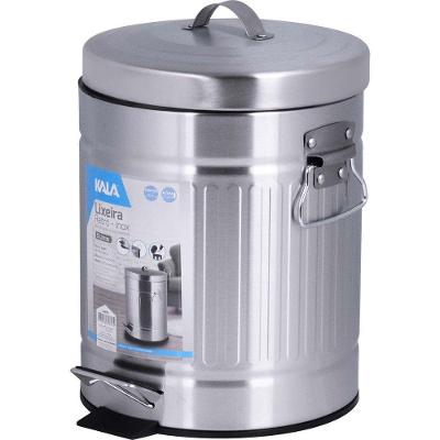 Lixeira Retrô em Inox 5L Aço Inox com Balde Removível Abertura Manual Kala
