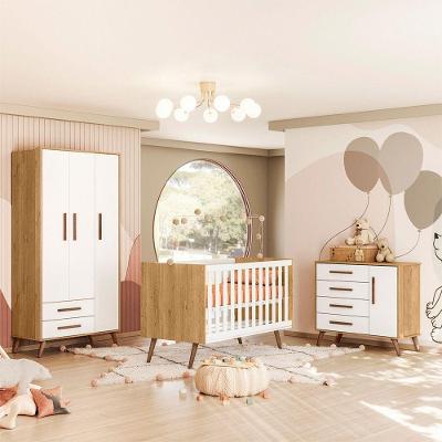 Quarto Infantil Q Encanto Berço Cômoda Guarda Roupa 3 Portas 2 Gavetas MDP 15-MDF Qmovi