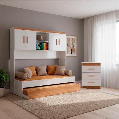 Quarto Infantil Onix Bicama com Armário Aéreo 3 Gavetas MDP-MDF 62CM Branco Peternella Móveis