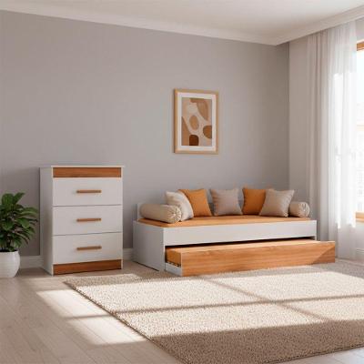 Quarto Infantil Ônix com Bicama Solteiro e Cômoda 3 Gavetas MDP-MDF Branco Peternella