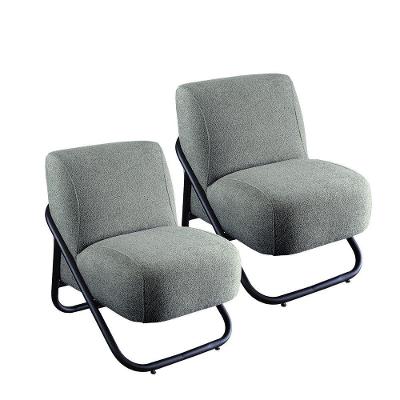 Kit 2 Poltronas Andirá Fixas em Madeira Eucalipto Boucle Cinza 60CM Movellu Home