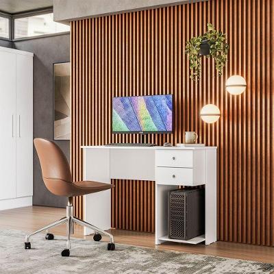 Mesa Escrivaninha Escritório Moderno 2 Gavetas MDP Branco Qmovi