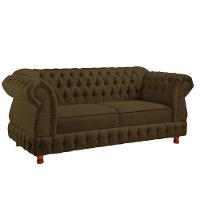 Sofá Chesterfield Moscatto 3 Lugares Via Encanto Veludo Marrom - 1