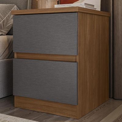 Mesa de Cabeceira Zari S01 2 Gavetas MDP Moderno Marrom Mpozenato