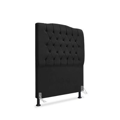 Cabeceira de Cama Box Solteiro Dunas MDF Estofada Suede Preto Mallu Estofados 90CM
