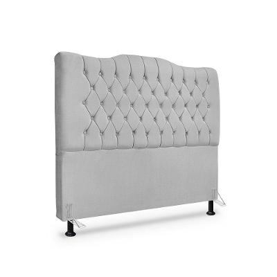 Cabeceira de Cama Box Casal Dunas 140CM Madeira Maciça Estofada Cinza Mallu Estofados