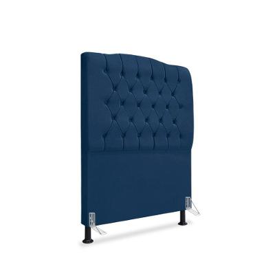 Cabeceira de Cama Box Solteiro Dunas Estofada em Suede Azul Marinho Mallu Estofados 90CM