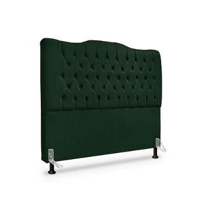 Cabeceira Dunas Casal Madeira Maciça Estofada Suede Verde Escuro Mallu Estofados 140CM