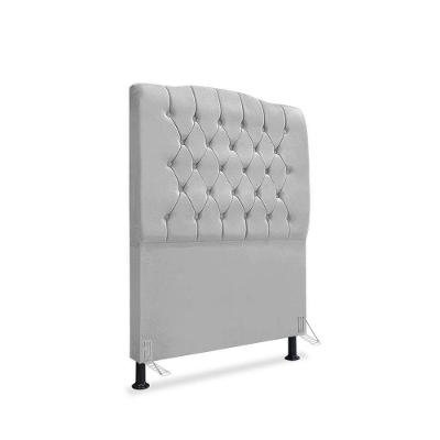 Cabeceira Dunas Solteiro Kit Frame e Pés MDF Estofada Cinza Mallu Estofados 90CM