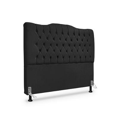 Cabeceira de Cama Box Queen Dunas 160CM Madeira Maciça Revestida Suede Preto Mallu Estofados