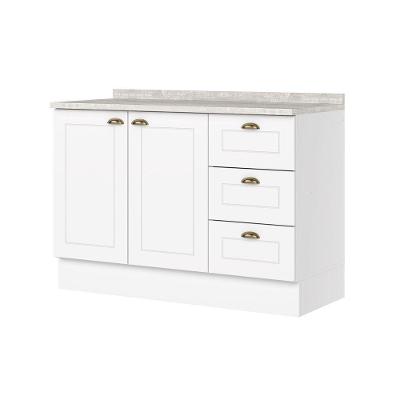 Balcão Pia Americana 2 Portas 3 Gavetas MDF 120CM Branco Móveis Henn