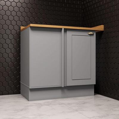Balcão Canto Reto Amy 1 Porta 1 Prateleira MDF 84CM Cinza Nature Casa 812