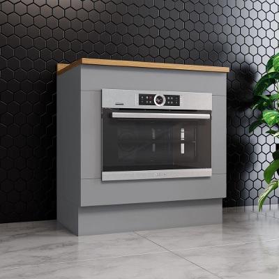 Balcão Amy sem Porta 1 Prateleira MDF 80CM Cinza Nature para Forno Embutir Casa 812