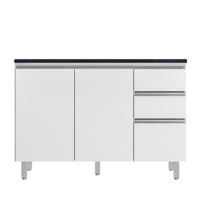 Balcão com Tampo Evidence 3 Portas 2 Gavetas 120CM Branco Poliman Móveis