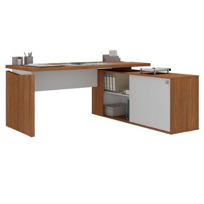 Mesa Escritório em l Gerência Moderno sem Gavetas MDP Branco Artany