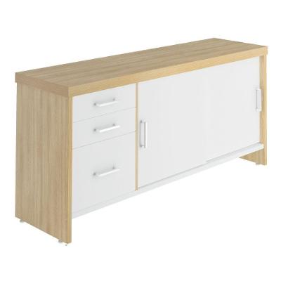 Balcão Escritório Executivo 2 Portas 3 Gavetas MDP 160.5CM Branco Artany