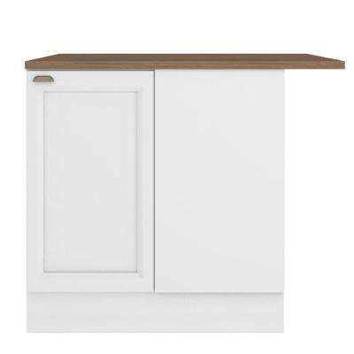 Balcão de Canto com Tampo Unna 1 Porta MDP e MDF 95CM Branco Poliman Móveis