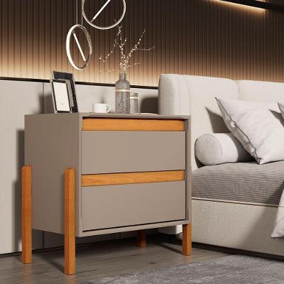 Mesa de Cabeceira Verona 2 Gavetas MDF Moderno Cinza Infantile Móveis