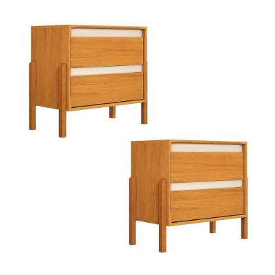 Kit 2 Mesas de Cabeceira Verona 2 Gavetas MDF Moderno Nature Infantile Móveis