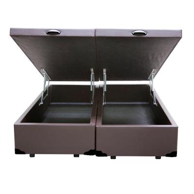 Cama Box com Baú King Blindado Bipartido Sintético Marrom Homequeen