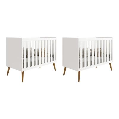 Kit Gêmeos Berço Americano Isis MDF Branco 2 Unidades Reller Móveis