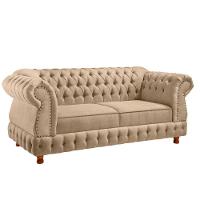 Sofá Chesterfield Moscatto 3 Lugares Via Encanto Linho Bege - 1
