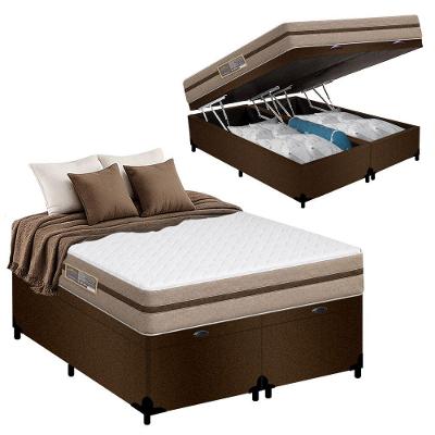 Cama Box com Baú Casal Bioclassic Euro Pillow Molas Ensacadas Suede Branco Royal Sleep