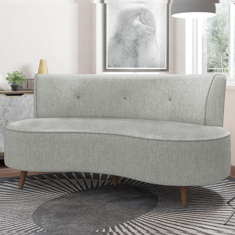Sofá Living 2 Lugares 135cm Aang Pés Palito Linho Cinza G33 - Gran Belo - 1