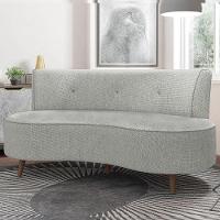 Sofá Living 2 Lugares 135cm Aang Pés Palito Linho Cinza G33 - Gran Belo - 1