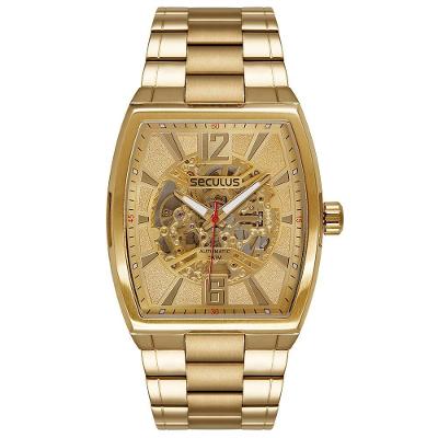 Relógio Masculino Automático Aço Vidro Abaulado com Pulseira em Aço Inox Séculus