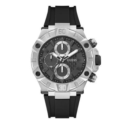 Relógio Masculino Multifunção Digital Silicone Prata Guess 46MM