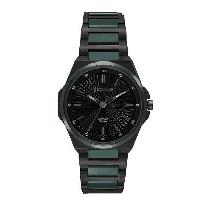 Relógio Masculino Kyoto Slim Analógico Aço Inox Cerâmica Verde Séculus