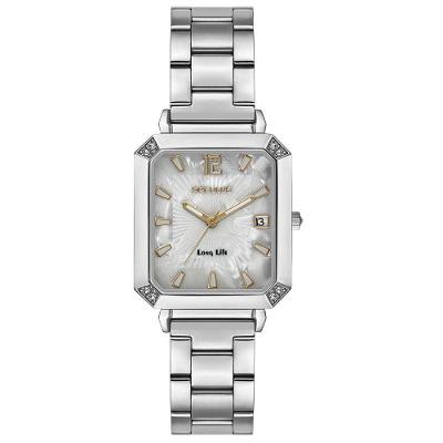 Relógio Feminino Index Completo Rosca Clássico Aço Inox Dourado Séculus