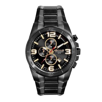 Relógio Masculino Prime Cronógrafo Aço Inox Fecho Dobrável Preto Séculus 48MM