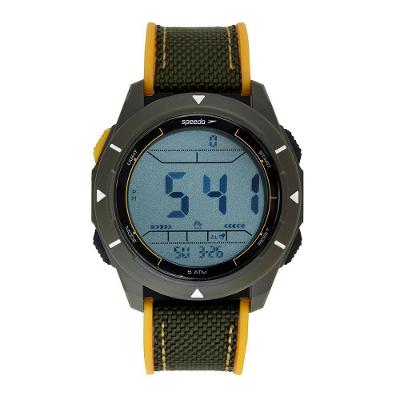 Relógio Masculino Speedo Pedômetro Analógico e Digital em Nylon Preto e Verde 47MM