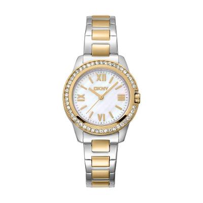 Relógio Feminino Dkny City Link Analógico Aço Inox Bicolor Madrepérola Donna Karan