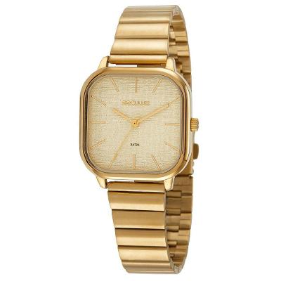 Relógio Feminino Vidros Especiais Clássico em Aço Inox Dourado Séculus 34MM